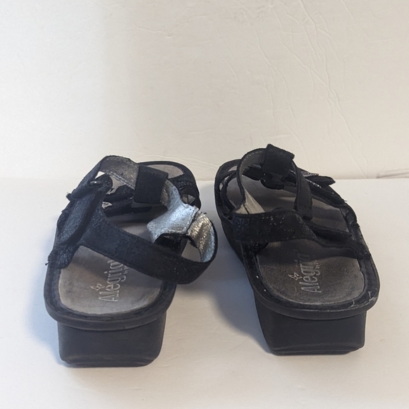 Alegria Kleo Comfort Black Silver Leaf Platform Sandals Gladiator Size 41 - Picture 9 of 12